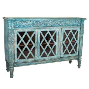 Buffet en bois bleu 148x44x100