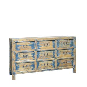 Buffet en bois bleu vieilli L 150 cm