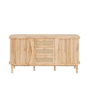Buffet en bois clair avec portes arrondies et tiroirs en ca…