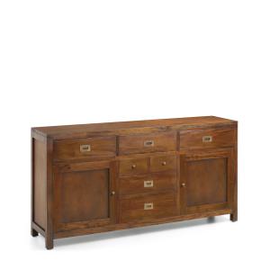 Buffet en bois d'acajou marron 7 tiroirs L 170 cm