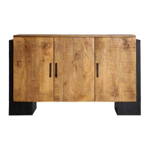 Buffet en bois de mangue noir 140x40x85 cm