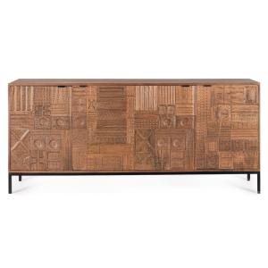 Buffet en bois de manguier avec 4 portes sculptées L180