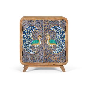 Buffet en bois de manguier avec deux portes peintes à la ma…