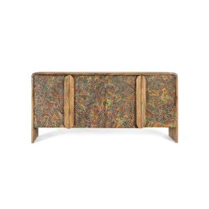 Buffet en bois de manguier avec façades peintes à la main