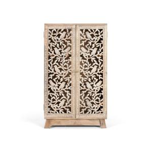 Buffet en bois de manguier avec portes sculptées à la main