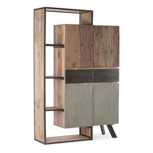 Buffet en bois de manguier et acier noir, 118x38x180 cm