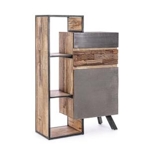 Buffet en bois de manguier et acier noir, 90x40x140 cm