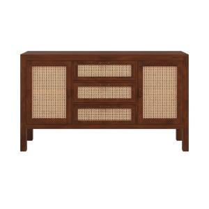Buffet en bois de manguier et cannage