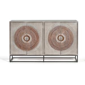 Buffet en bois de manguier et pieds en métal gris et marron