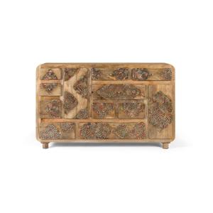 Buffet en bois de manguier massif avec détails peints 148 c…