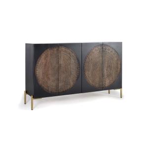 Buffet en bois de manguier noir 4 portes L 145