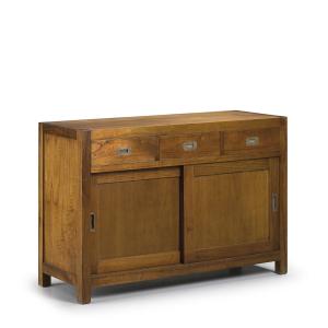 Buffet en bois de mindi beige 4 tiroirs 2 portes L 120 cm