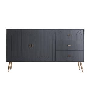 Buffet en bois de pin gris 140x38x85 cm