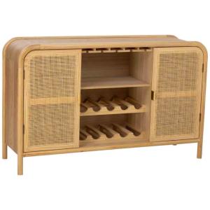 Buffet en bois et rotin marron 130x39x80h cm