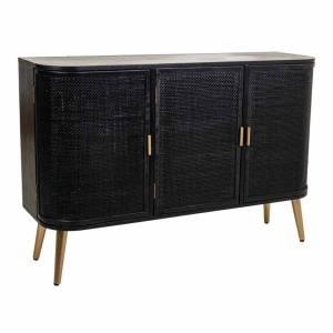 Buffet en bois et treillis laqué noir 118x37x80h