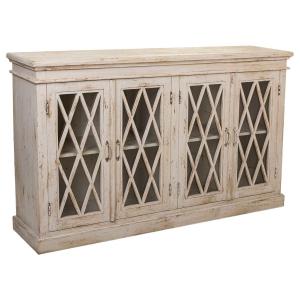 Buffet en bois et verre fabrication artisanale blanc 170x40…