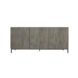 Buffet en bois, finition grise, plateau effet marbre, 200x50