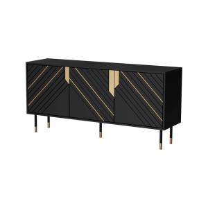 Buffet en bois noir 154x40x72 cm