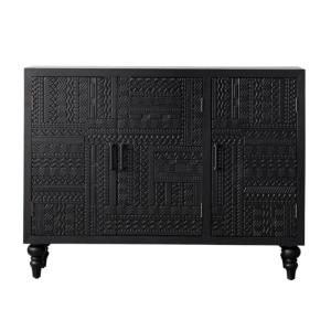 Buffet en bois noir avec façade sculptée