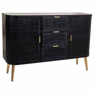 Buffet en bois noir et maille 115x35x80 cm (h)