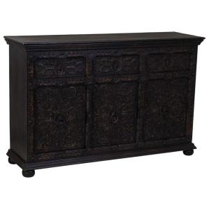 Buffet en bois noir fait main 147x45x96h cm