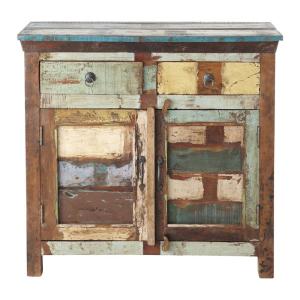 Buffet en bois recyclé multicolore L90