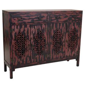 Buffet en bois rouge 136x36x106h