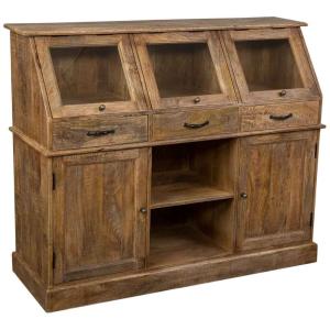 Buffet en bois vieilli marron 129x45x106h