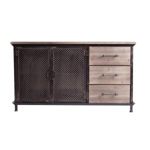 Buffet en fer et bois en noir et marron 120x40x68.5