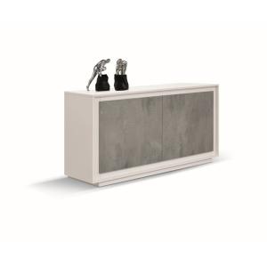 Buffet en frêne blanc, portes finition grise, 140x50 cm