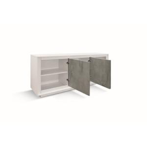 Buffet en frêne blanc, portes finition grise, 180x50 cm