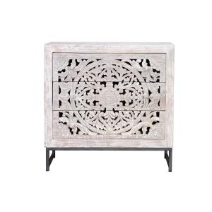 Buffet en manguier et piètement en métal blanc et gris viei…