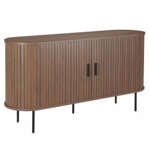Buffet en mélaminé et acier 140 cm noyer