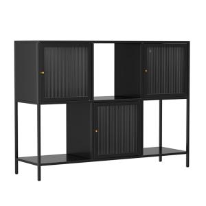 Buffet en métal 3 portes 120 cm noir