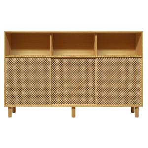 Buffet en pin massif naturel avec 3 portes 180 cm Verni