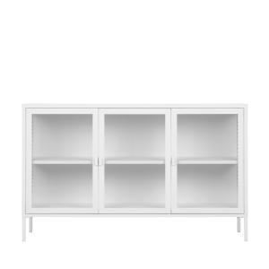 Buffet en verre et métal L140cm - Blanc