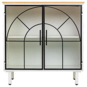 Buffet en verre, métal et bois 2 portes blanc  81x35,5x80h…