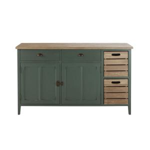 Buffet enfilade 2 portes et 4 tiroirs vert foncé
