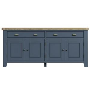 Buffet enfilade 4 portes 2 tiroirs en bois laqué bleu L200c…