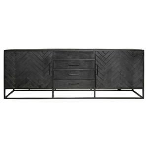Buffet enfilade noir en bois motifs chevrons