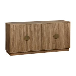 Buffet exotique 4 portes, effet bois de manguier rainuré