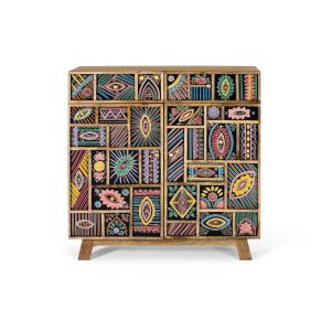 Buffet fabriqué à la main en bois de manguier 80cm