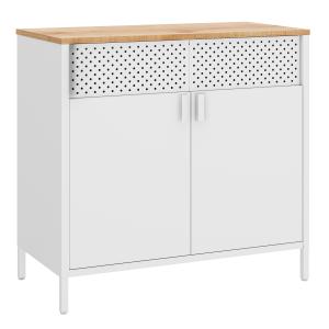 Buffet fermeture magnétique acier couleur boisée blanc