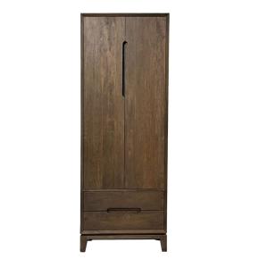 Buffet haut 1 porte, 2 tiroirs en Bois massif brossé Brun