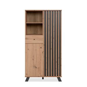 Buffet haut 2 portes, 2 niches et 1 tiroir H156 cm - Effet…