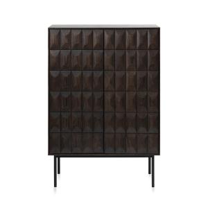 Buffet haut 2 portes 2 tiroirs bois foncé 90x130x44,8 cm