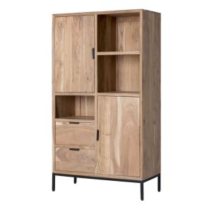 Buffet haut 2 portes 2 tiroirs en bois d'Acacia massif et m…