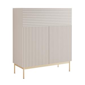 Buffet haut 2 portes avec abattant et LED gris cachemire 92…