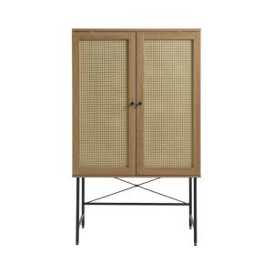 Buffet haut 2 portes bois et métal H135cm - Bois clair