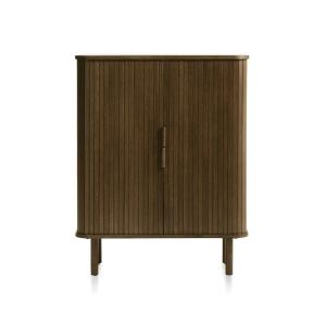 Buffet haut 2 portes bois foncé 90x113x40 cm